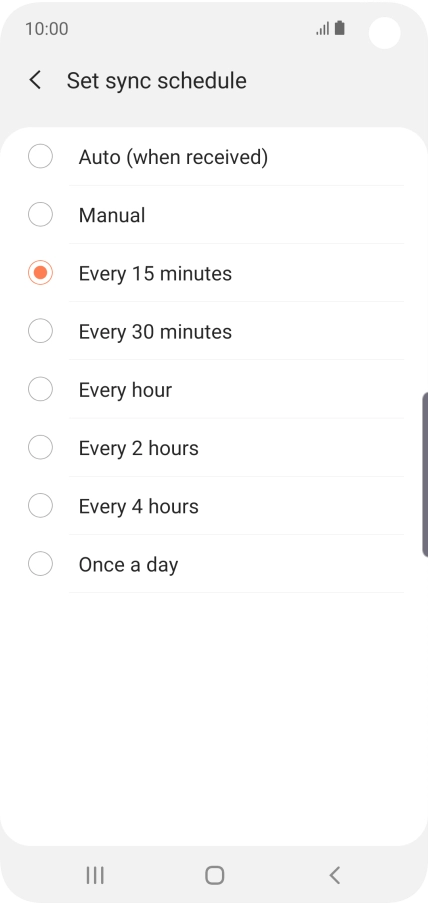 Press the required setting.