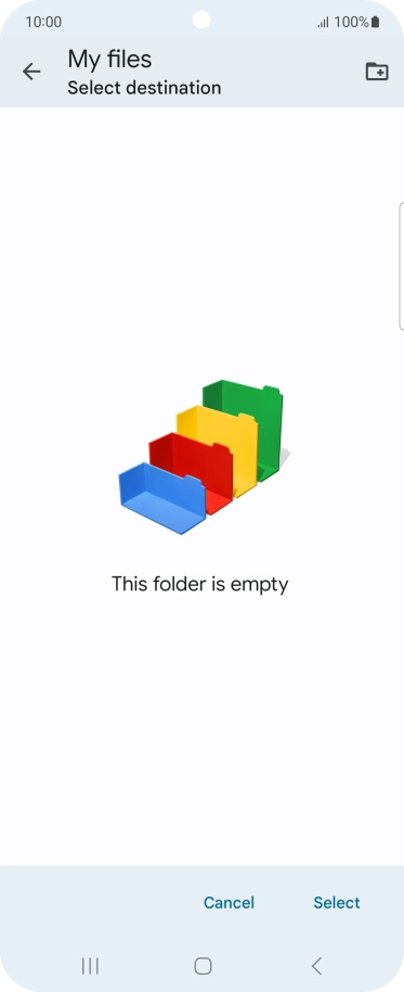 To create a new folder, press the new folder icon and follow the instructions on the screen to create a new folder.