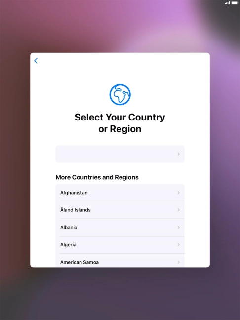 Press the required country or area.