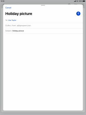 Press the text input field and write the text for your email message.