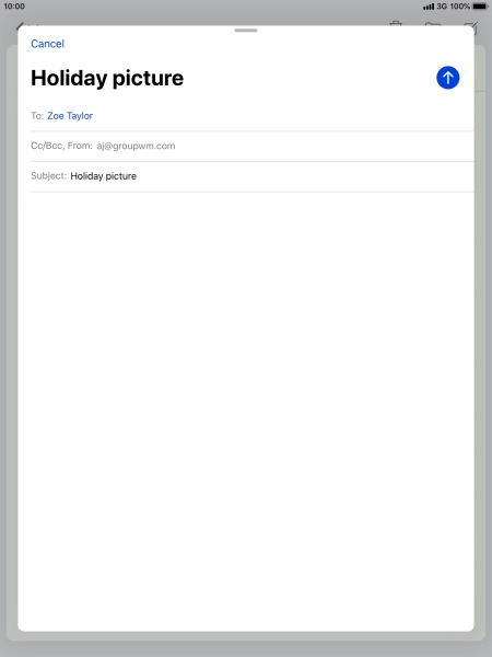 Press the text input field and write the text for your email message.