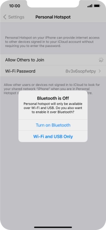 If Wi-Fi is turned on, press Wi-Fi and USB Only.