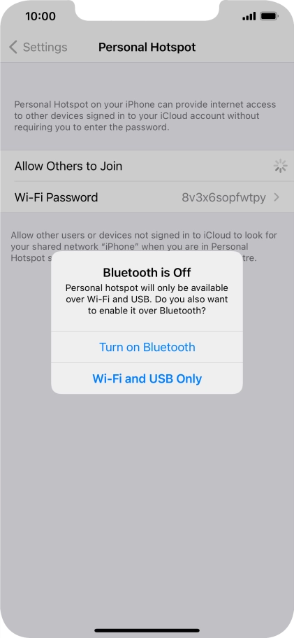 If Wi-Fi is turned on, press Wi-Fi and USB Only.