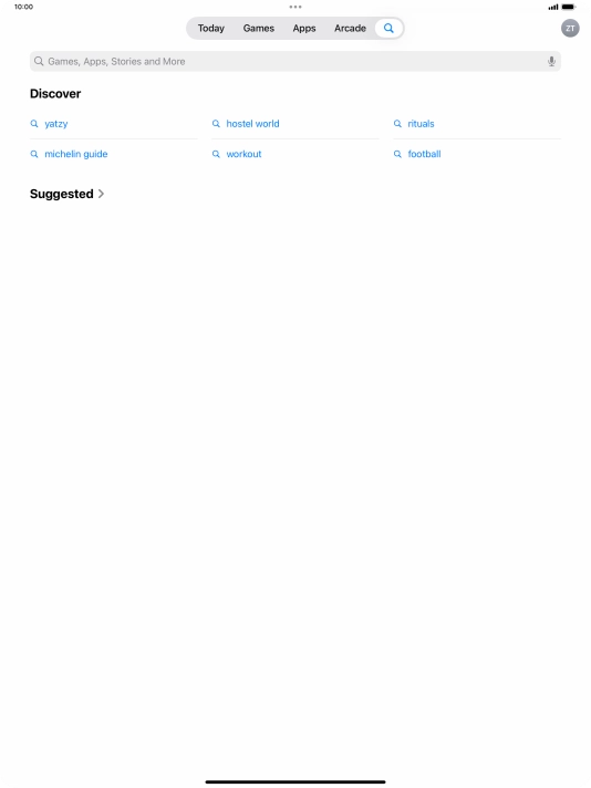 Press the search field.