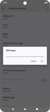Key in default and press OK.