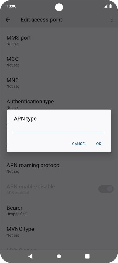 Key in default and press OK.
