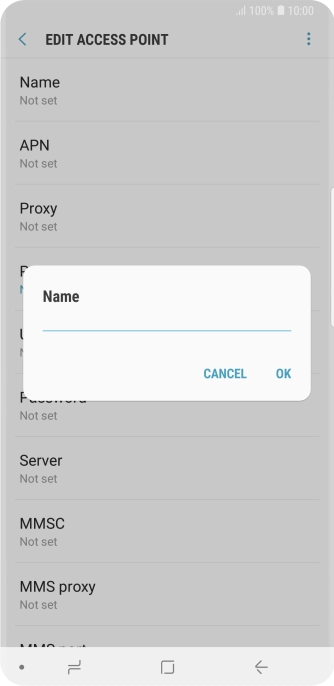 Key in Vodafone Internet and press OK.