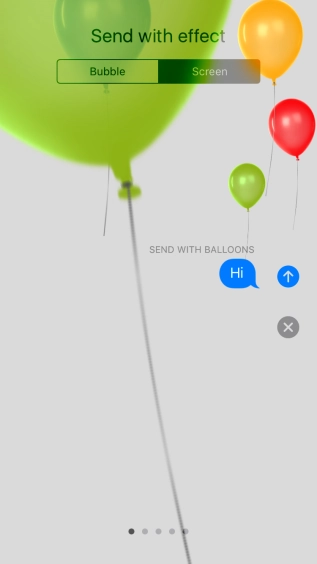 Press the send icon when you've selected the required effect for your iMessage.