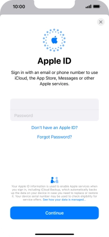 Press Password and key in the password for your Apple ID.