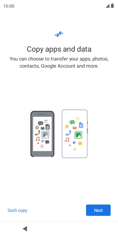 You can transfer the contents of another phone to your phone when it's activated for the first time and after a factory reset. When this screen is displayed, your phone is ready to transfer contents from another phone.