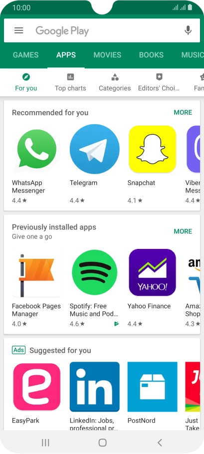 Press the search field.