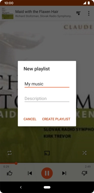 Key in a name for the playlist and press CREATE PLAYLIST.