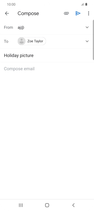 Press the text input field and write the text for your email message.