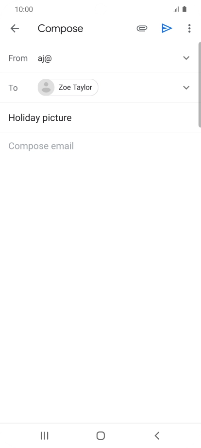 Press the text input field and write the text for your email message.