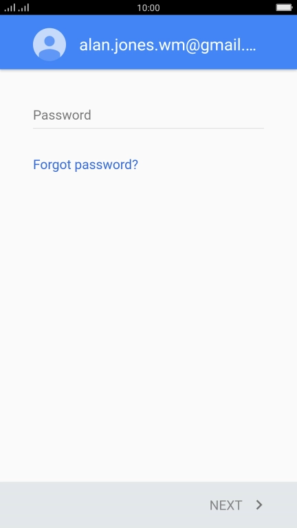 Press Password and key in the password for your Google account.