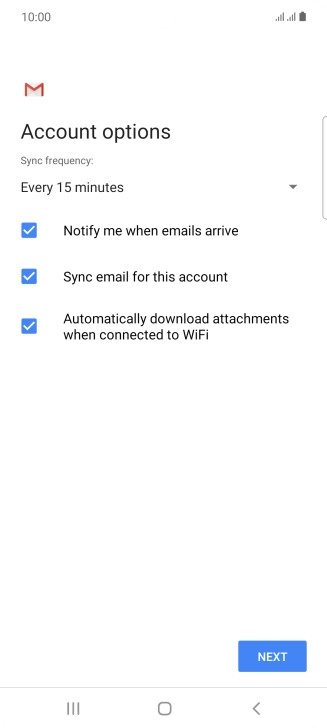 If this screen is displayed, you email account has been recognised and set up automatically. Follow the instructions on the screen to key in more information and finish setting up your phone.