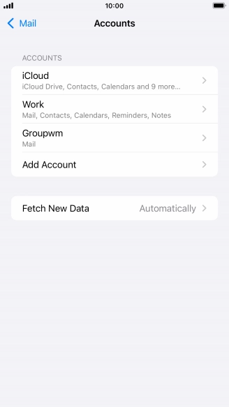 Press the name of the email account you've just set up.