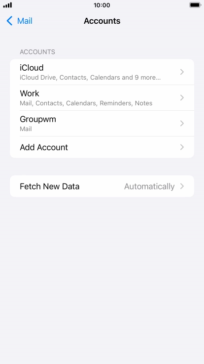 Press the name of the email account you've just set up.