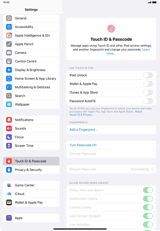 Press Add a Fingerprint... and follow the instructions on the screen to add your fingerprint.
