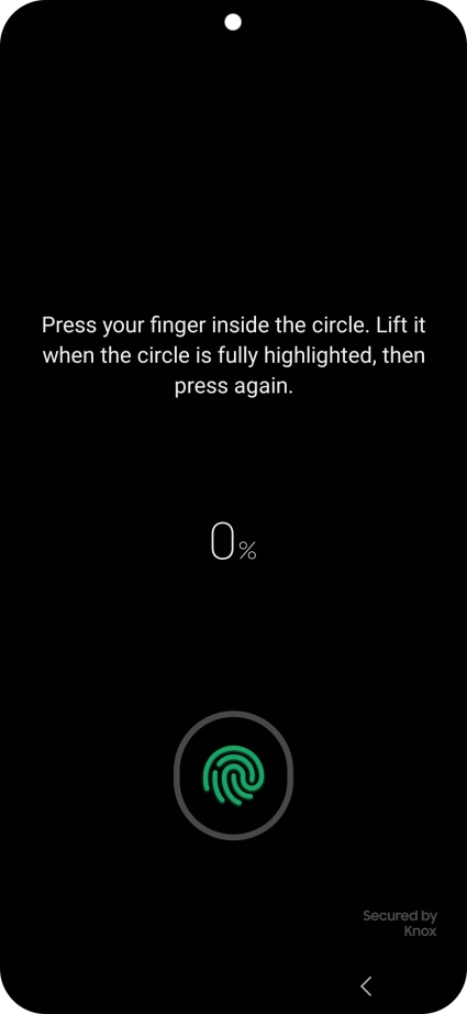 Follow the instructions on the screen to create the phone lock code using your fingerprint.