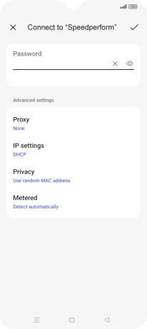Key in the password for the Wi-Fi network and press the confirm icon.