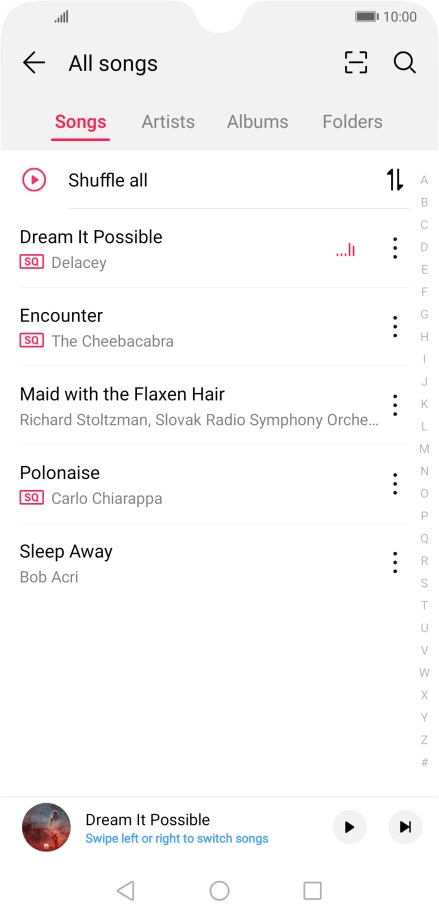 Press the required category and go to the required audio file.