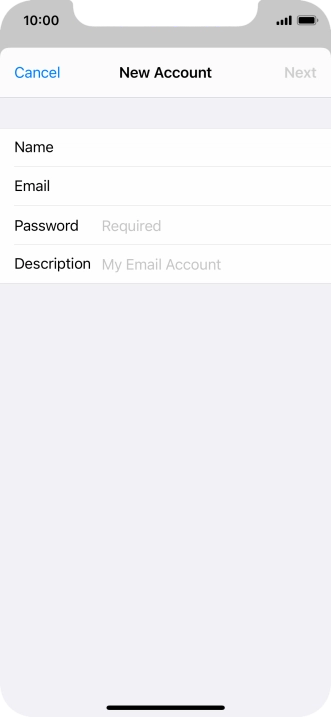 Press Password and key in the password for your email account.