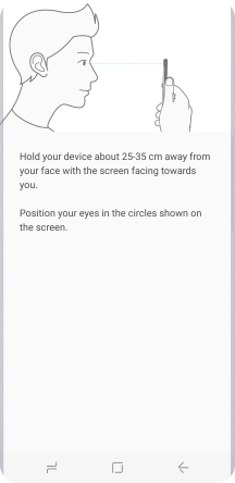 Follow the instructions on the screen to create the phone lock code using iris scanning.