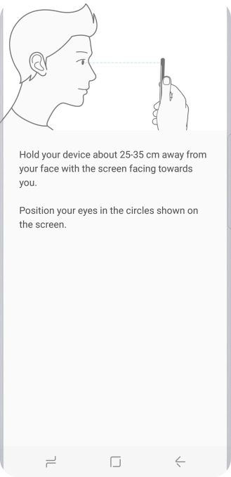 Follow the instructions on the screen to create the phone lock code using iris scanning.