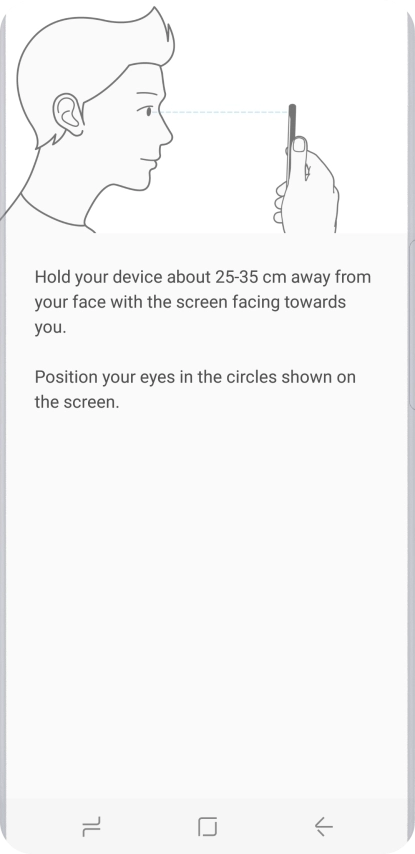 Follow the instructions on the screen to create the phone lock code using iris scanning.