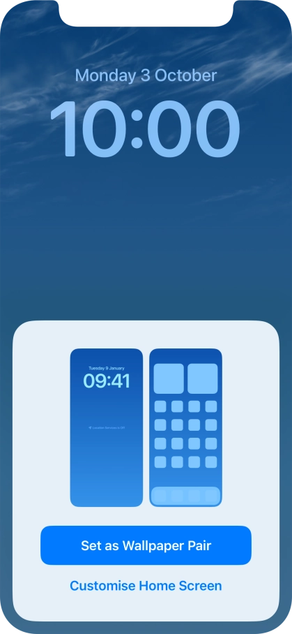 To use the same colour theme on the home screen, press Set as Wallpaper Pair.