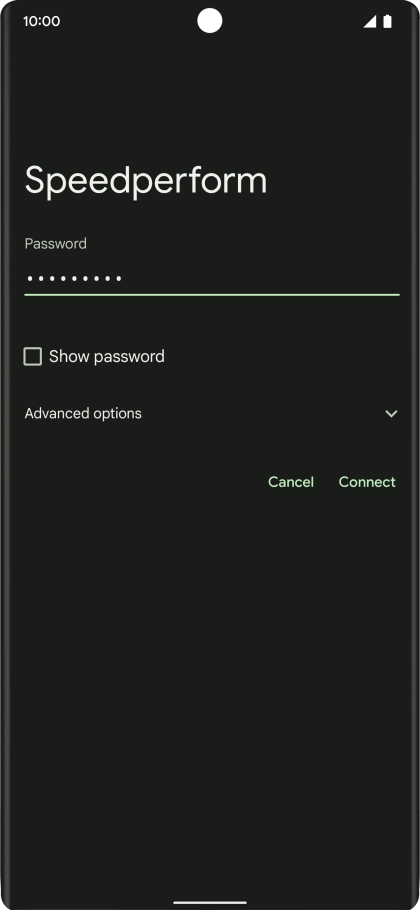 Key in the password for the Wi-Fi network and press Connect.