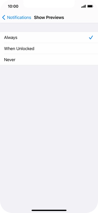 To select notification preview on the lock screen, press Always.