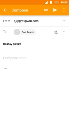 Press the text input field and write the text for your email message.