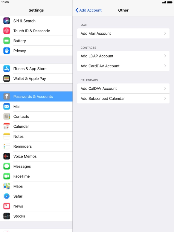 Press Add Mail Account.