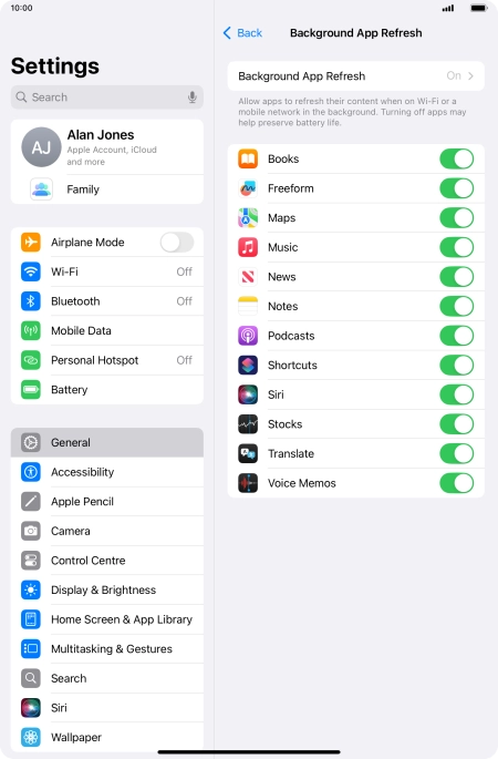 Press Background App Refresh.