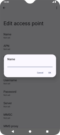 Key in Vodafone Internet and press OK.