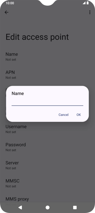 Key in Vodafone Internet and press OK.