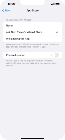 Press the required setting to turn the function on or off.