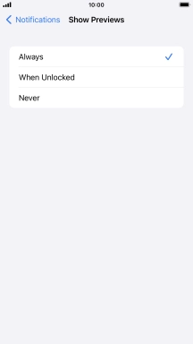 To select notification preview on the lock screen, press Always.