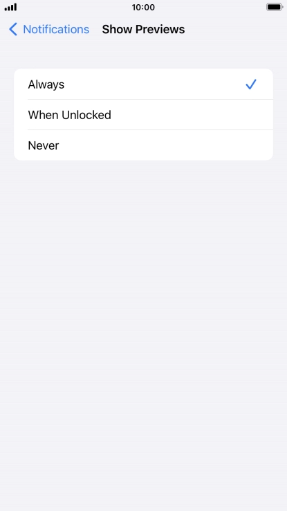 To select notification preview on the lock screen, press Always.