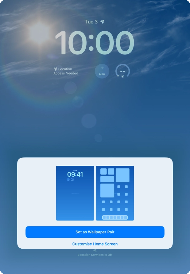 To use the same colour theme on the home screen, press Set as Wallpaper Pair.