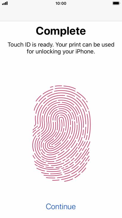 Press Continue. If you haven't previously selected a phone lock code, key in a code of your own choice twice.