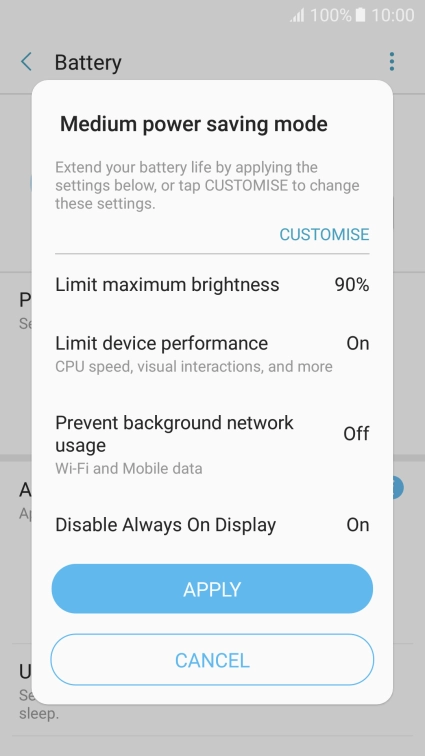 Press APPLY to turn on the function.