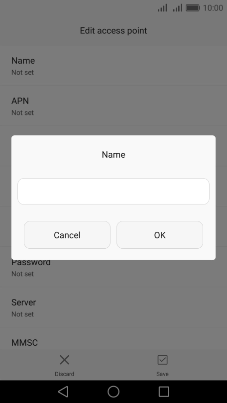 Key in Vodafone Internet and press OK.