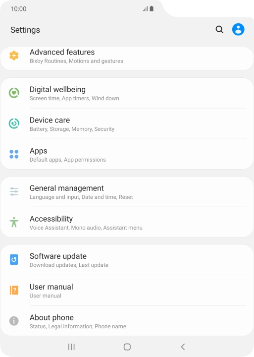 Press Software update.