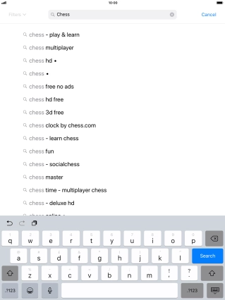 Key in the name or subject of the required app and press Search.