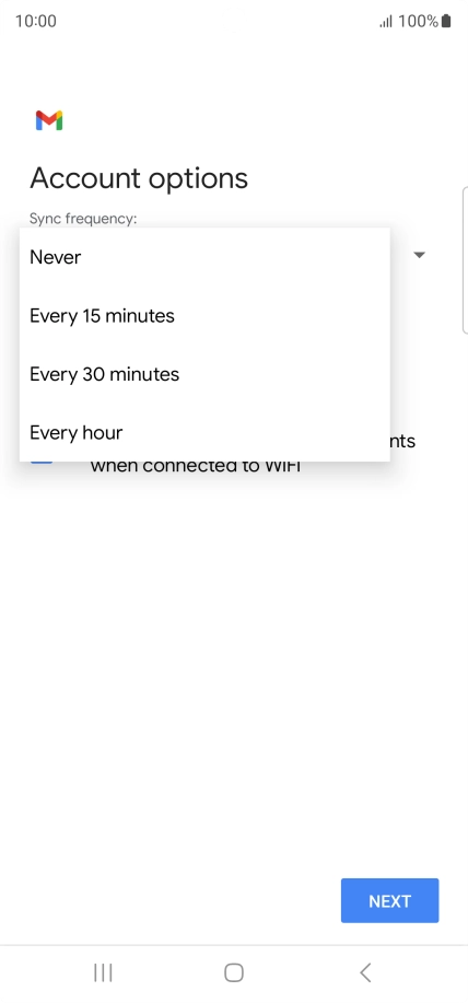 Press the required setting.