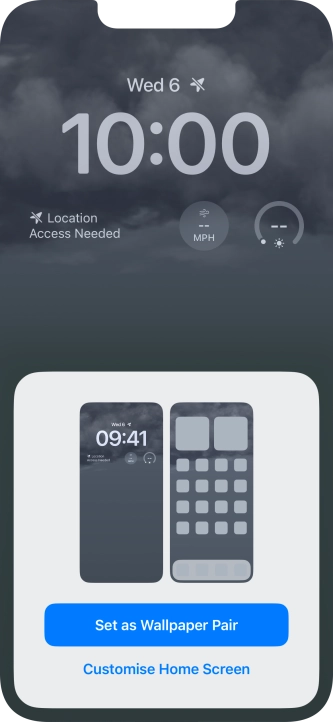 To use the same colour theme on the home screen, press Set as Wallpaper Pair.