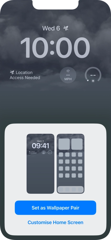 To use the same colour theme on the home screen, press Set as Wallpaper Pair.